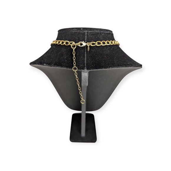 Vintage J Crew Signed Statement Bib Necklace Gold Tone Chain w/Lobster Claw - Picture 4 of 13